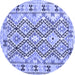 Round Southwestern Blue Country Rug, con2923blu