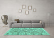 Machine Washable Southwestern Turquoise Country Area Rugs in a Living Room,, wshcon2923turq