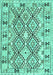 Machine Washable Southwestern Turquoise Country Area Rugs, wshcon2923turq