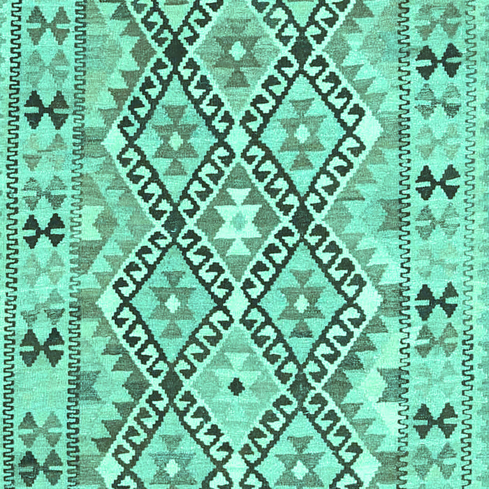 Machine Washable Southwestern Turquoise Country Area Rugs, wshcon2923turq
