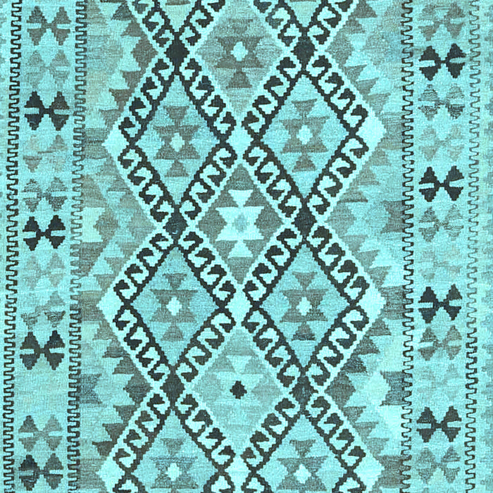 Machine Washable Southwestern Light Blue Country Rug, wshcon2923lblu