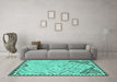 Machine Washable Southwestern Turquoise Country Area Rugs in a Living Room,, wshcon2924turq