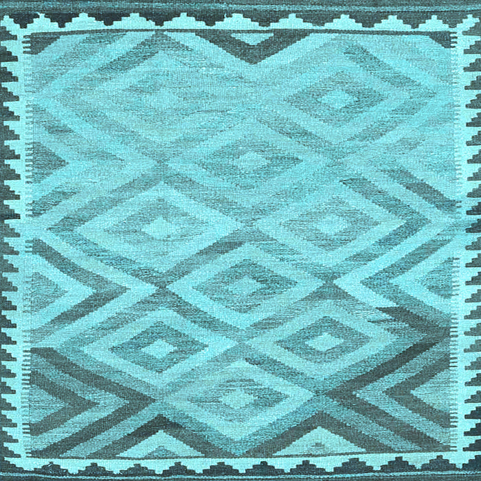 Square Machine Washable Southwestern Light Blue Country Rug, wshcon2924lblu