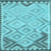 Square Machine Washable Southwestern Light Blue Country Rug, wshcon2924lblu