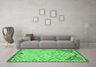 Machine Washable Southwestern Emerald Green Country Area Rugs in a Living Room,, wshcon2924emgrn