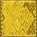 Square Machine Washable Southwestern Yellow Country Rug, wshcon2924yw