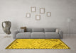 Machine Washable Southwestern Yellow Country Rug in a Living Room, wshcon2924yw