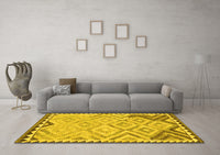 Machine Washable Southwestern Yellow Country Rug, wshcon2924yw