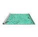 Sideview of Machine Washable Southwestern Turquoise Country Area Rugs, wshcon2924turq