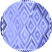 Round Machine Washable Southwestern Blue Country Rug, wshcon2924blu