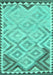 Machine Washable Southwestern Turquoise Country Area Rugs, wshcon2924turq