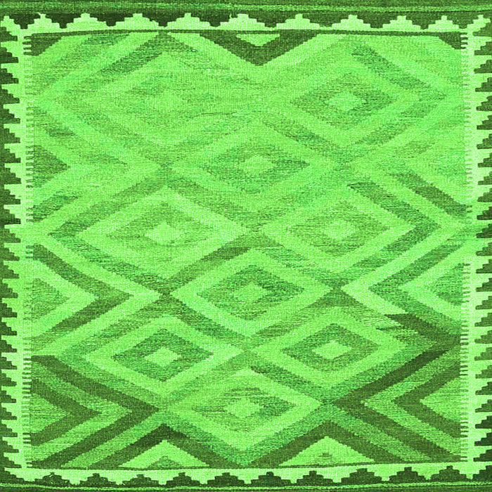 Round Machine Washable Southwestern Green Country Area Rugs, wshcon2924grn