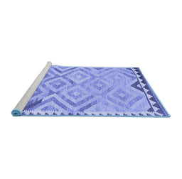 Sideview of Machine Washable Southwestern Blue Country Rug, wshcon2924blu