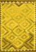 Machine Washable Southwestern Yellow Country Rug, wshcon2924yw