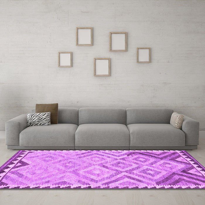 Machine Washable Southwestern Purple Country Area Rugs in a Living Room, wshcon2924pur