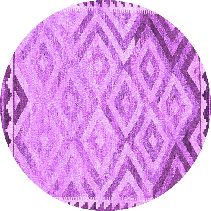 Round Machine Washable Southwestern Purple Country Area Rugs, wshcon2924pur