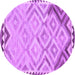 Round Machine Washable Southwestern Purple Country Area Rugs, wshcon2924pur