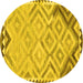 Round Southwestern Yellow Country Rug, con2924yw