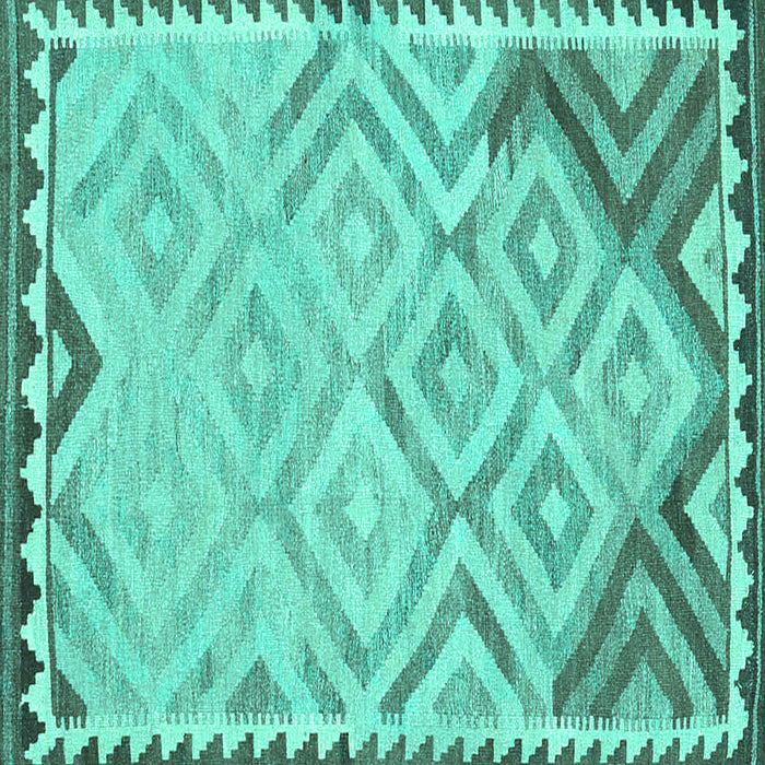 Square Southwestern Turquoise Country Rug, con2924turq