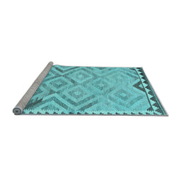 Sideview of Machine Washable Southwestern Light Blue Country Rug, wshcon2924lblu