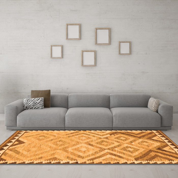 Machine Washable Southwestern Orange Country Area Rugs in a Living Room, wshcon2924org