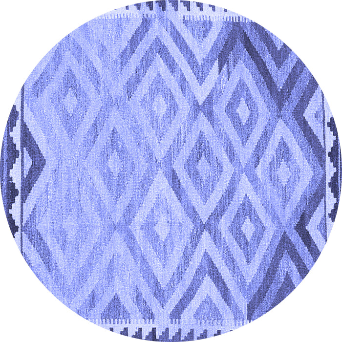 Round Southwestern Blue Country Rug, con2924blu