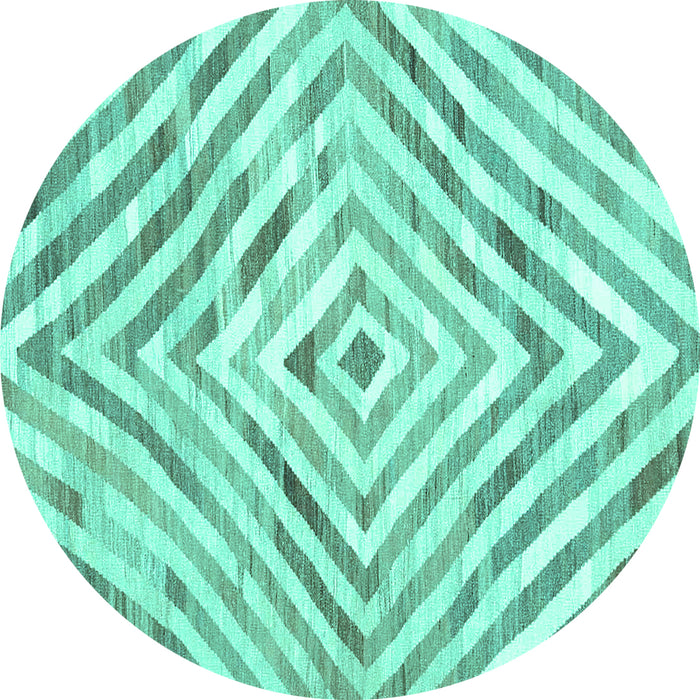 Round Machine Washable Southwestern Turquoise Country Area Rugs, wshcon2925turq