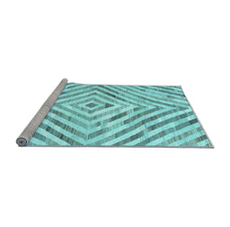 Sideview of Machine Washable Southwestern Light Blue Country Rug, wshcon2925lblu
