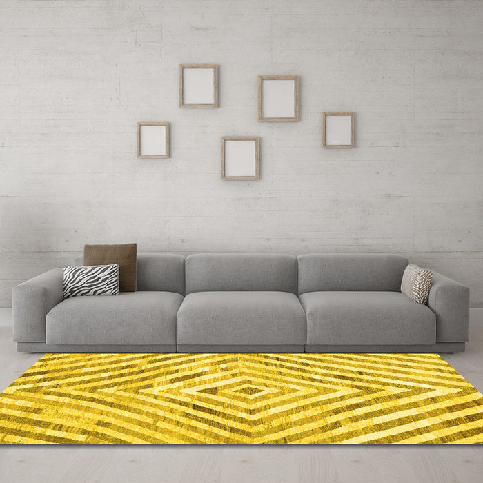 Machine Washable Southwestern Yellow Country Rug in a Living Room, wshcon2925yw