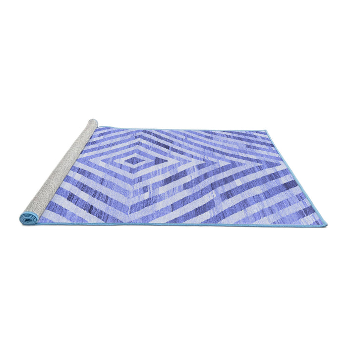 Sideview of Machine Washable Southwestern Blue Country Rug, wshcon2925blu