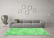 Machine Washable Southwestern Emerald Green Country Area Rugs in a Living Room,, wshcon2925emgrn