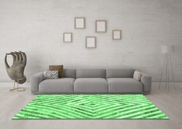 Machine Washable Southwestern Emerald Green Country Area Rugs in a Living Room,, wshcon2925emgrn