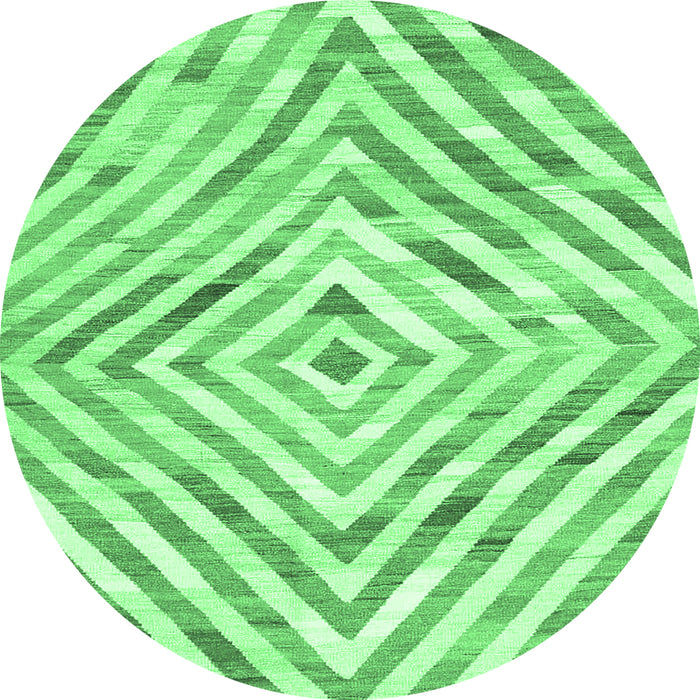 Round Machine Washable Southwestern Emerald Green Country Area Rugs, wshcon2925emgrn