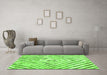 Machine Washable Southwestern Green Country Area Rugs in a Living Room,, wshcon2925grn