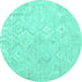 Round Solid Turquoise Modern Rug, con2926turq