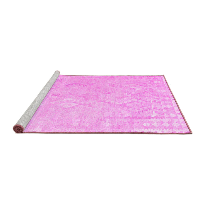 Sideview of Machine Washable Solid Pink Modern Rug, wshcon2926pnk