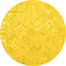 Round Solid Yellow Modern Rug, con2926yw