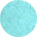 Round Machine Washable Solid Light Blue Modern Rug, wshcon2926lblu