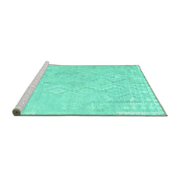 Sideview of Machine Washable Solid Turquoise Modern Area Rugs, wshcon2926turq