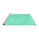 Sideview of Machine Washable Solid Turquoise Modern Area Rugs, wshcon2926turq
