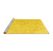 Sideview of Machine Washable Solid Yellow Modern Rug, wshcon2926yw