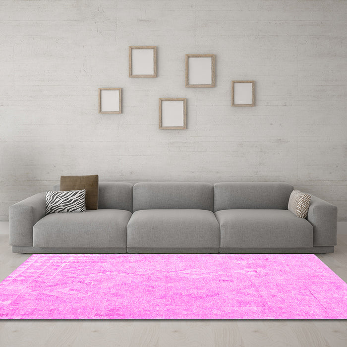 Machine Washable Solid Pink Modern Rug in a Living Room, wshcon2926pnk
