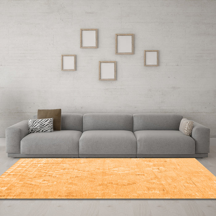 Machine Washable Solid Orange Modern Area Rugs in a Living Room, wshcon2926org