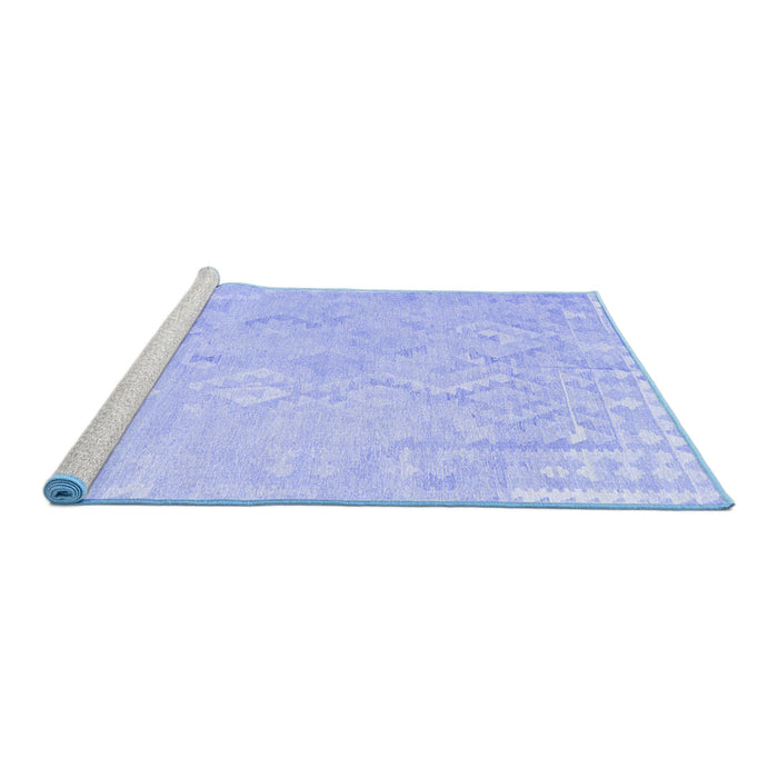 Sideview of Machine Washable Solid Blue Modern Rug, wshcon2926blu