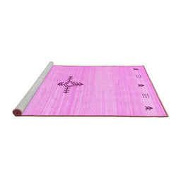 Sideview of Machine Washable Solid Pink Modern Rug, wshcon2927pnk