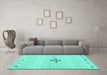 Machine Washable Solid Turquoise Modern Area Rugs in a Living Room,, wshcon2927turq