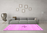 Machine Washable Solid Pink Modern Rug, wshcon2927pnk