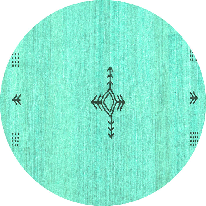 Round Solid Turquoise Modern Rug, con2927turq