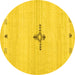 Round Machine Washable Solid Yellow Modern Rug, wshcon2927yw