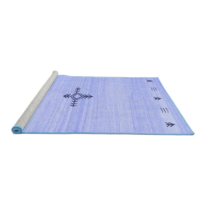 Sideview of Machine Washable Solid Blue Modern Rug, wshcon2927blu